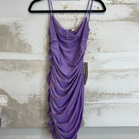Purple Rouched Mini Dress by Cefian - Picture 1 of 4